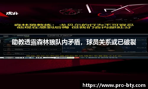 助教透露森林狼队内矛盾，球员关系或已破裂